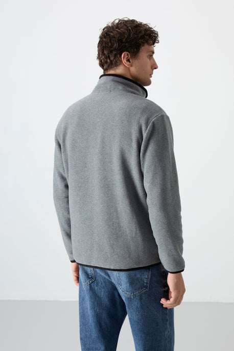 Heren Slim Fit Halflange Rits Pluche Sweatshirt - Image 5