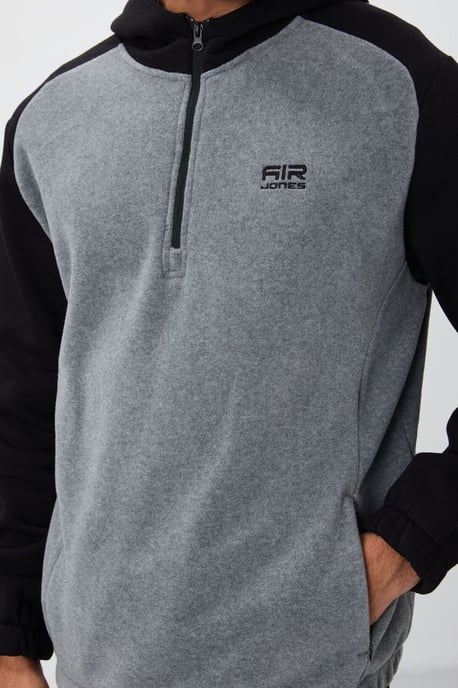 Heren Kleurenblok Halve Rits Plush Sweatshirt - Image 2