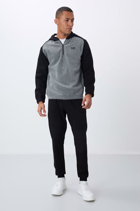 Heren Kleurenblok Halve Rits Plush Sweatshirt - Image 3