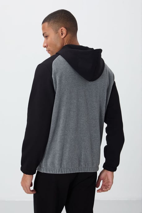Heren Kleurenblok Halve Rits Plush Sweatshirt - Image 5