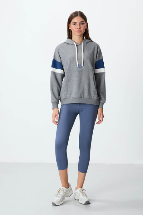 Overmaatse kleurblok hoodie met zak - Image 3