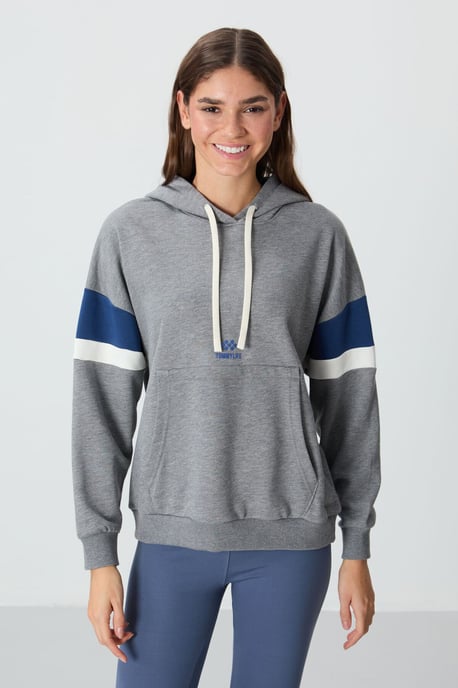 Overmaatse kleurblok hoodie met zak - Image 4