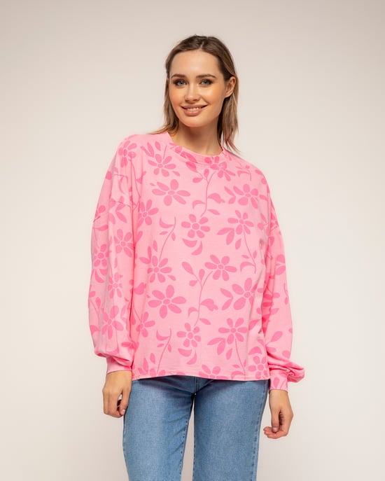 Sweatshirt met lange mouwen en bloemenprint - Image 1