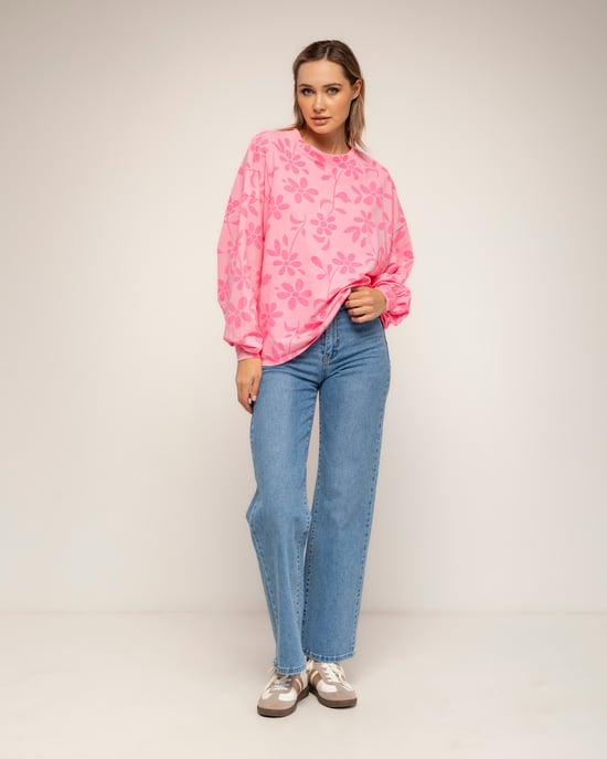 Sweatshirt met lange mouwen en bloemenprint - Image 4