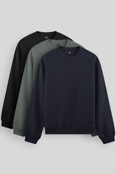Heren Effen Rundhals Sweatshirt - Image 1