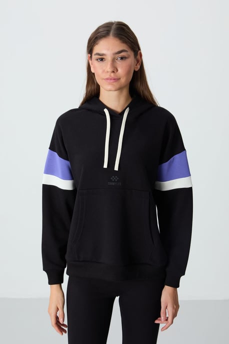 Oversized kleurblokken hoodie met zak - Image 1