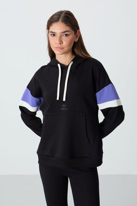 Oversized kleurblokken hoodie met zak - Image 4