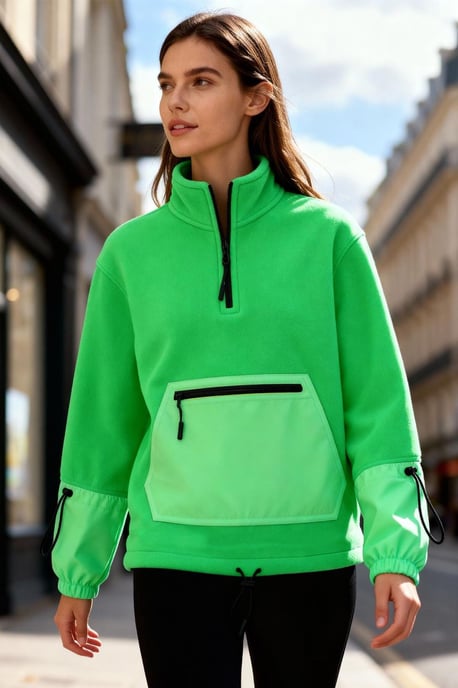 Overmaatse Pluche Halve-Rit Sweatshirt - Image 1