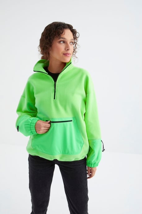 Overmaatse Pluche Halve-Rit Sweatshirt - Image 2