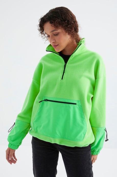 Overmaatse Pluche Halve-Rit Sweatshirt - Image 4
