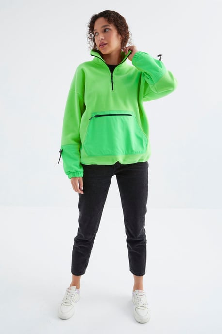 Overmaatse Pluche Halve-Rit Sweatshirt - Image 5