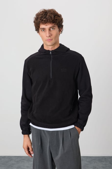 Heren Kleurgeblokte Halve Rits Pluche Sweater - Image 2