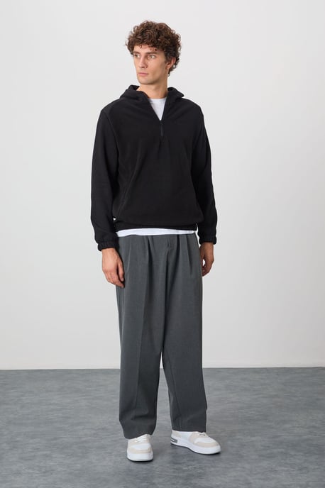 Heren Kleurgeblokte Halve Rits Pluche Sweater - Image 5