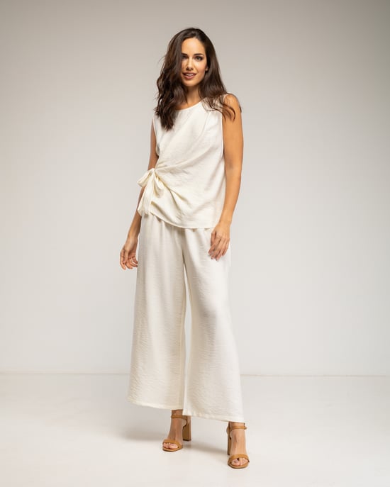 Set van mouwloze top met striksluiting en broek met elastiek - Image 1