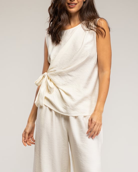 Set van mouwloze top met striksluiting en broek met elastiek - Image 3