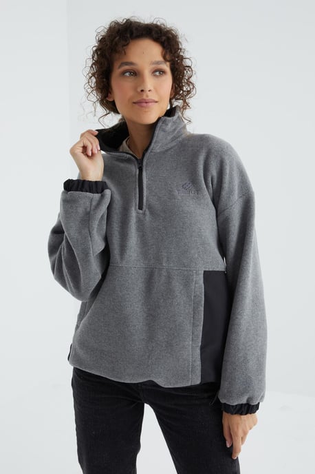 Oversized Half-zip Pluche Sweatshirt - Image 1