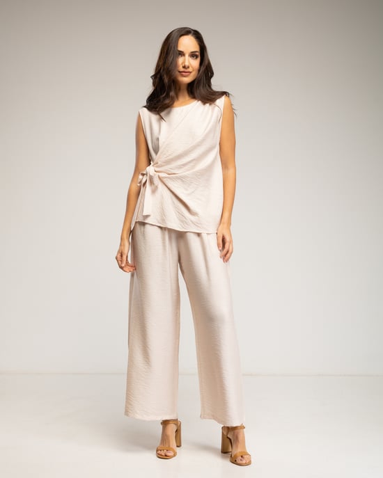 Set van mouwloze top met striksluiting en broek met elastiek - Image 4