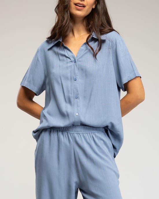 Set van overhemd con korte mouwen en elastische broek met zakken - Image 4