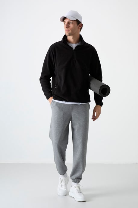 Heren Slim Fit Half-zip Pluche Sweatshirt - Image 2