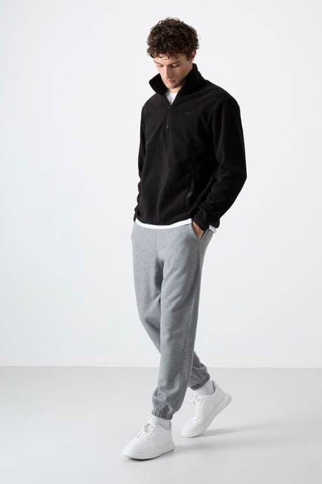 Heren Slim Fit Half-zip Pluche Sweatshirt - Image 4