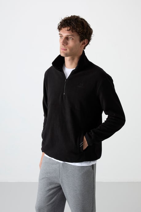 Heren Slim Fit Half-zip Pluche Sweatshirt - Image 5