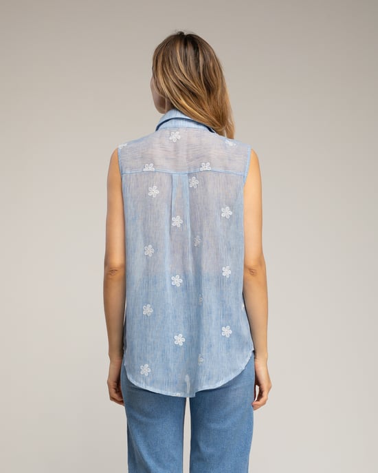Semitransparante mouwloze blouse met bloemen - Image 2
