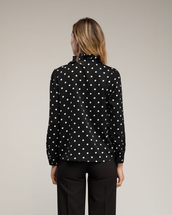 Blouse met stippen en ruches op de borst - Image 2