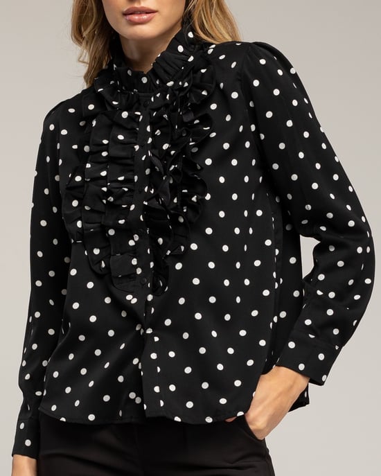 Blouse met stippen en ruches op de borst - Image 3