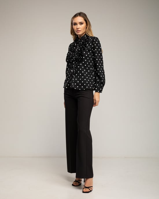 Blouse met stippen en ruches op de borst - Image 4