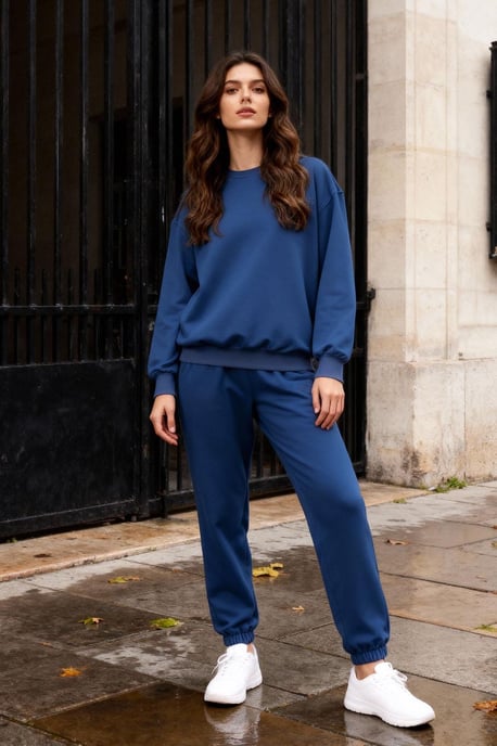 Oversized Sweatshirt en Broek met Elastische Tailleband Set - Image 1