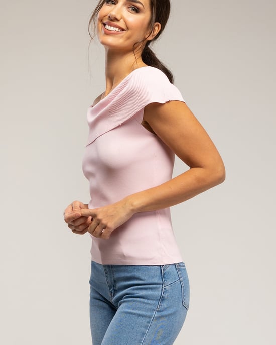 Gebreide top met lurex en een boothals - Image 3
