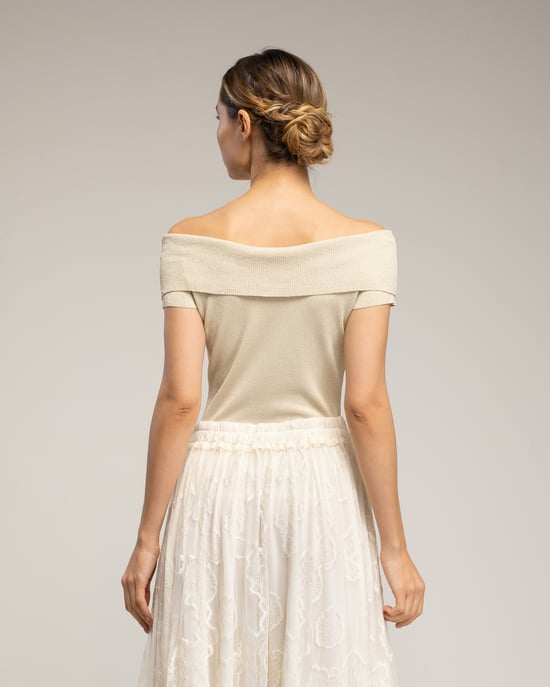 Gebreide top met lurex en een boothals - Image 2