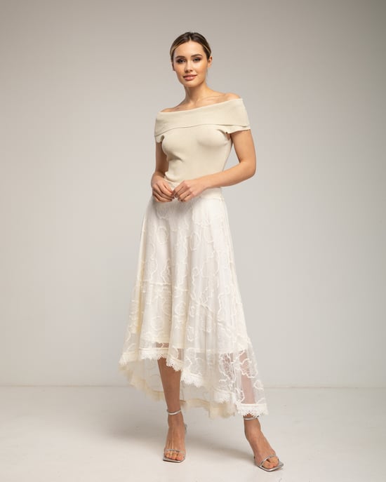 Gebreide top met lurex en een boothals - Image 4
