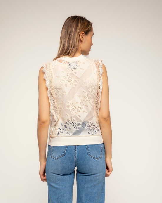 Semitransparante kantentop met elastische taille - Image 2