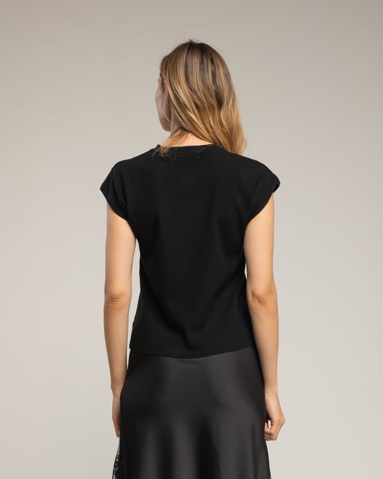 Mouwloze effen gebreide top met een ronde hals. - Image 2