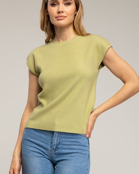 Mouwloze effen gebreide top met een ronde hals. - Image 3
