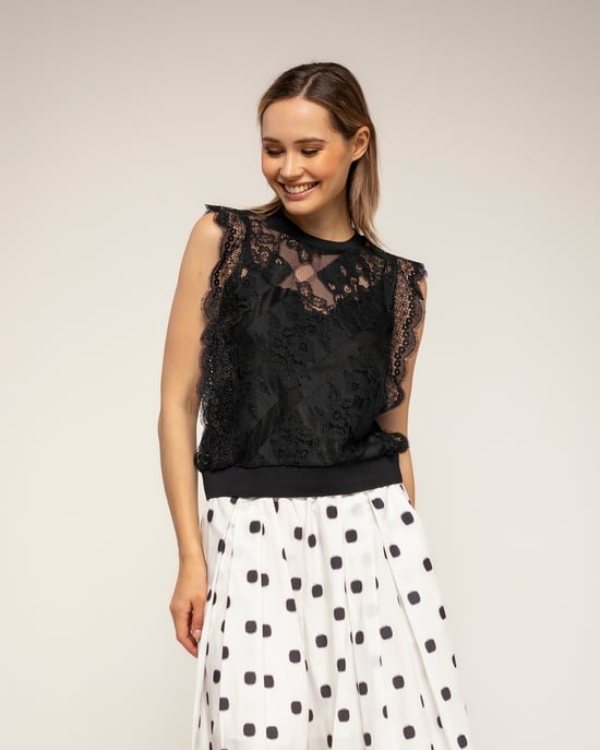 Semitransparante kantentop met elastische taille - Image 1
