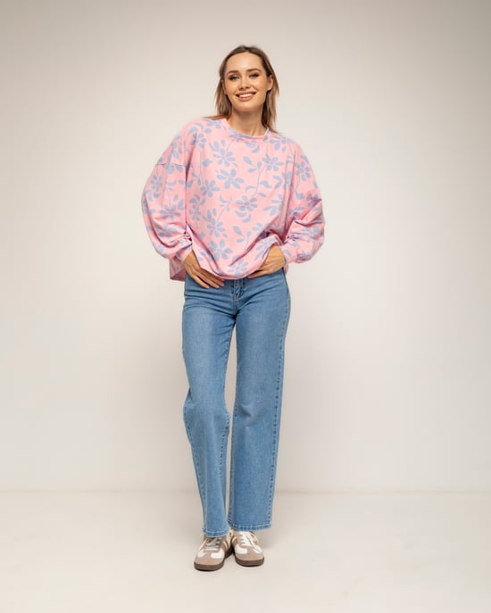 Sweatshirt met lange mouwen en bloemenprint - Image 4