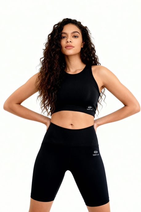 Mouwloos slim-fit actief set met fietsshorts - Image 1