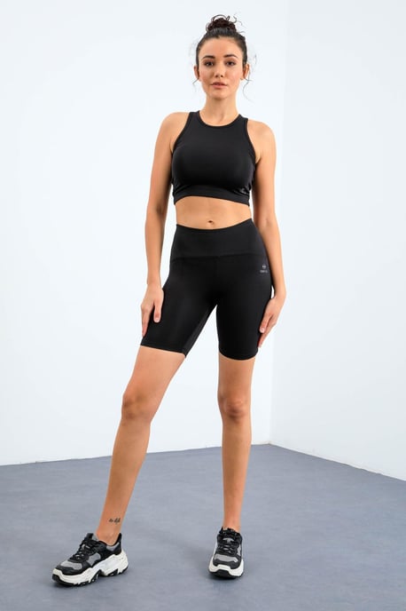 Mouwloos slim-fit actief set met fietsshorts - Image 3