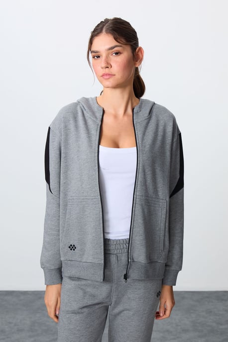 Oversized hoodie met rits en broek set - Image 2