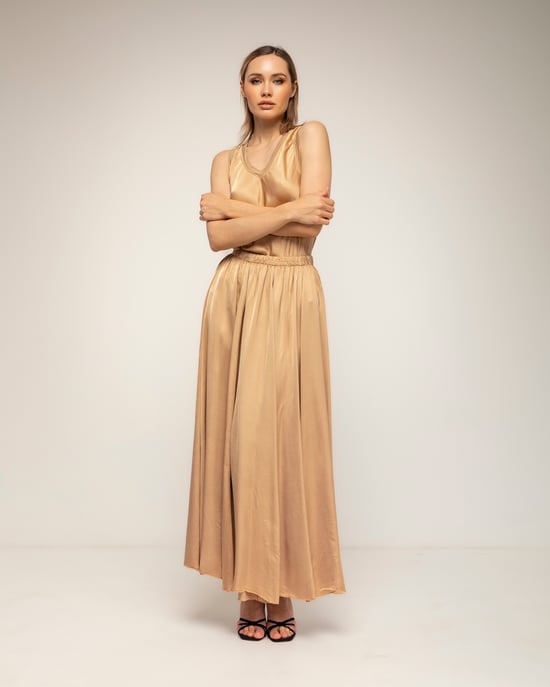 Lange uitlopende rok met elastische taille - Image 1