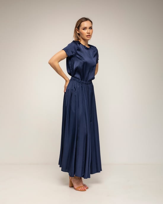 Lange uitlopende rok met elastische taille - Image 1