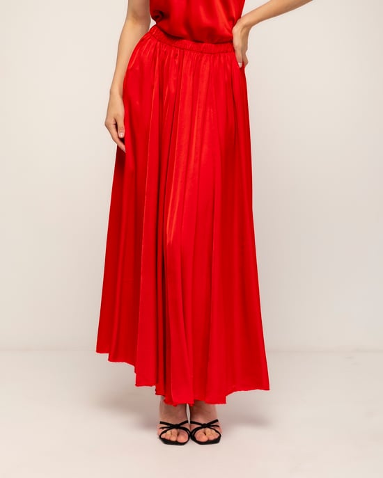 Lange uitlopende rok met elastische taille - Image 2