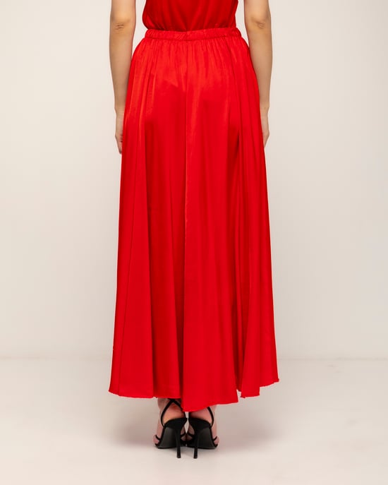Lange uitlopende rok met elastische taille - Image 3