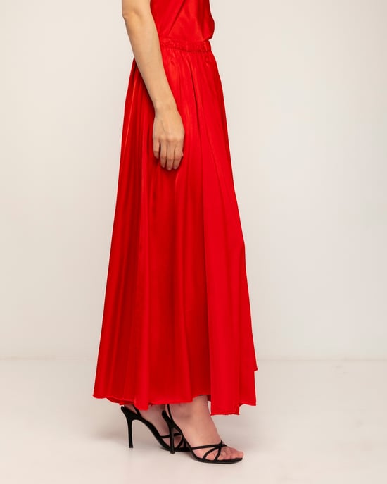 Lange uitlopende rok met elastische taille - Image 4