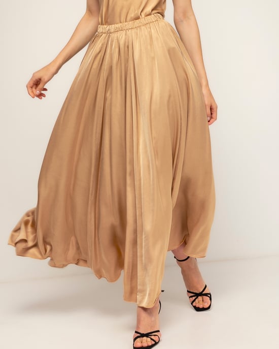 Lange uitlopende rok met elastische taille - Image 4