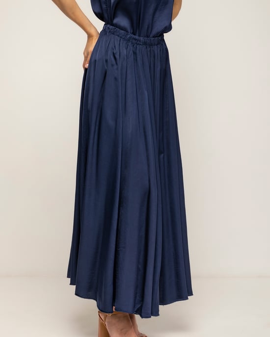 Lange uitlopende rok met elastische taille - Image 4