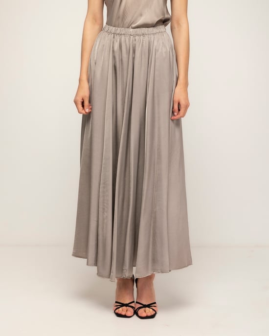 Lange uitlopende rok met elastische taille - Image 2