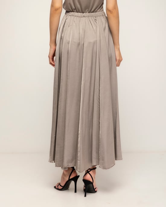 Lange uitlopende rok met elastische taille - Image 3